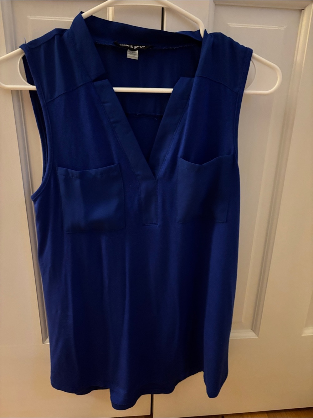 Cable & Gauge Royal Blue Sleeveless V-Neck Blouse
